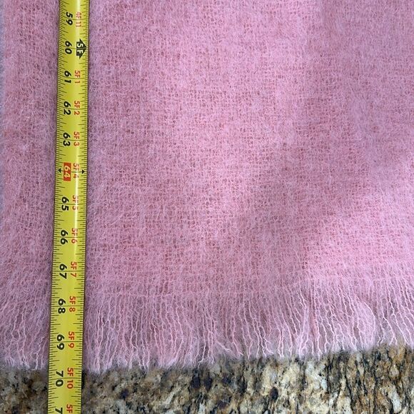 HAND ACRAFT Vintage Mohair Wool Pink Rectangle Scarf - Picture 6 of 6
